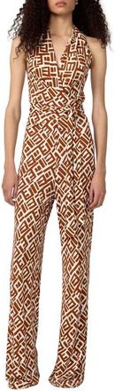 Diane Von F&uuml;rstenberg Delia Abstract Print Halter Neck Jumpsuit in Accra Geo Mini Varnish at Nordstrom, Size 12