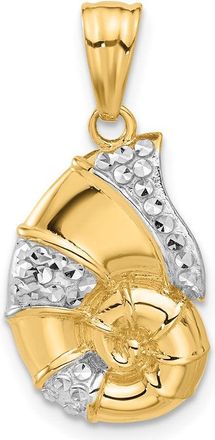 Diamond2Deal 14k Yellow Gold with White Rhodium Polished Diamond Cut Nautilus Shell Pendant