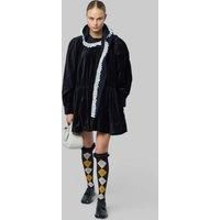 Ganni Cotton Velvet Gathered Mini Dress