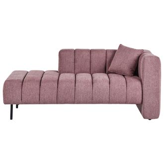 Beliani Beliani - Chaise Longue De Tela Estilo Moderno Con Patas Negras Y Coj&iacute;n Adicional Rosa Derecho Lannils