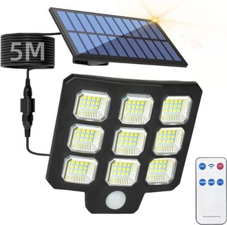 OEM Lampara Solar Exterior - Sensor De Movimiento - Panel Solar Separado - 108 Led Cob - Angulo Iluminacion 270 Grados - Ip65 - 5 M Cable - 1 Unidad
