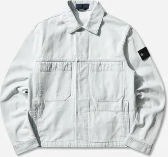 Stone Island Men s Indigo Denim-Ultra Bleached Coach Jacket Blue Extra Bleach