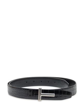 Tom Ford Tom Ford Black Leather Belt With Logo Buckle