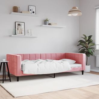 vidaXL Sof&aacute; Cama Sin Colch&oacute;n Terciopelo Rosa 90x200 Cm Vidaxl