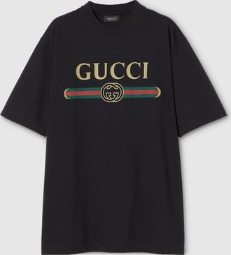 Gucci Cotton Jersey And Silk T-shirt With Print, Black, Ready-to-wear