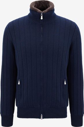 Gran Sasso Kaschmircardigan mit Reissverschluss und Kunstpelzfutter