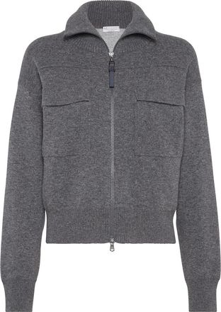 Brunello Cucinelli Double-knit cardigan in Lead at Nordstrom, Size 3X-Large Eu