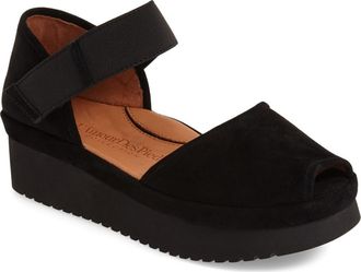 L'Amour Des Pieds Amadour Platform Sandal in Black Suede Leather at Nordstrom, Size 7.5