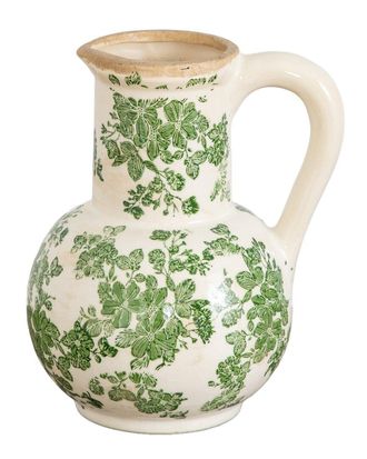 Nearly Natural 9In Floral Tuscan Ceramic Scroll Jar
