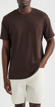 AG - Adriano Goldschmied Bryce Crewneck Stretch Linen T-Shirt in Oak Barrel at Nordstrom, Size Xx-Large
