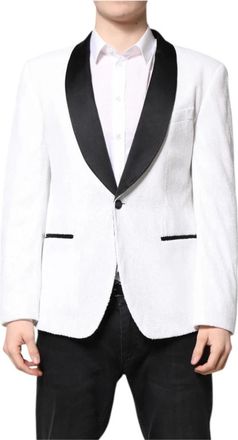 Dolce & Gabbana Single Breasted Coat Blazer - Heren - Blazers - Wit - L - Nylon - Jassen
