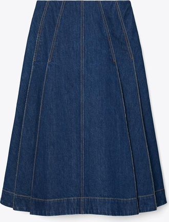 Tory Burch Womens Pleated Denim Skirt, size 10