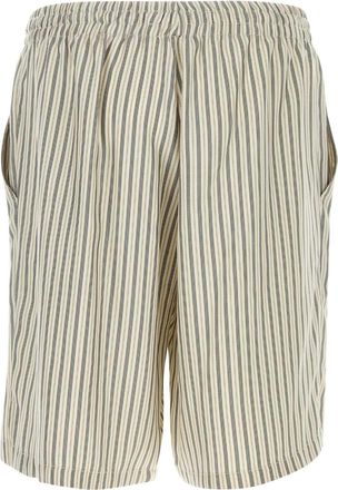 Le Kasha Mens Embroidered Silk Bermuda Shorts Blue Exterior