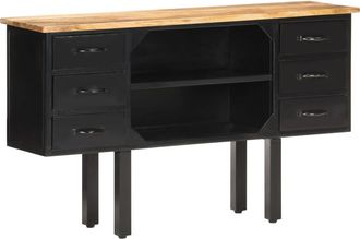 vidaXL Vidaxl - Aparador De Madera Maciza De Mango Rugosa Y Acero 110x30x65 Cm