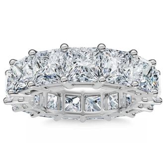 Pompeii3 8Ct Princess Cut Diamond Eternity Ring 14k Gold Lab Grown 4.5mm Wide
