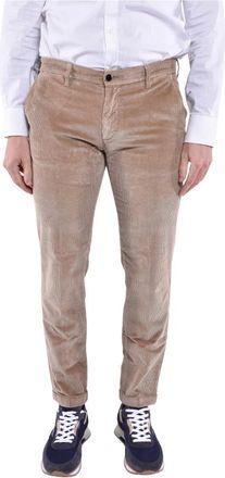 Re-hash Broeken, Heren, Beige, W36, Leer, Slim Fit Chino Broek met Manchetten