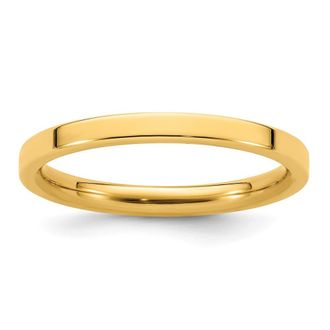 Diamond2Deal 14k Yellow Gold 2mm Standard Weight Flat Comfort Fit Wedding Band Ring