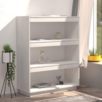 Berkfield Home Beautiful Book Cabinet/Room Divider White 80x35x103 cm Solid Pinewood | Size: 80 x 35 x 103 cm