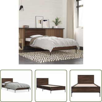 vidaXL Letto in legno - Giroletto Rovere Marrone 75x190 cm Legno Multistrato e Metallo