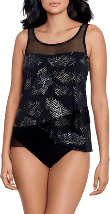Miraclesuit Iridium Mirage Underwire Tankini Top in Black/multi at Nordstrom, Size 8