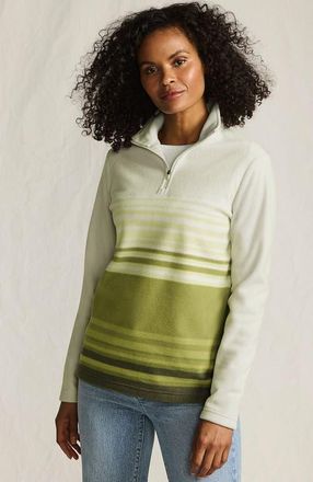 Lands End Anyweather Fleece Quarter Zip Pullover in Vintage Lime Ombre Stripe at Nordstrom, Size X-Small