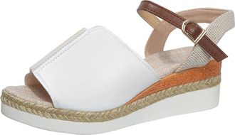 Generic Ladies Summer Weave Sandals Open Toe Buckle Strap Slope Heel Thick Sole Comfortable Casual Footwear For Women (White, 4.5)