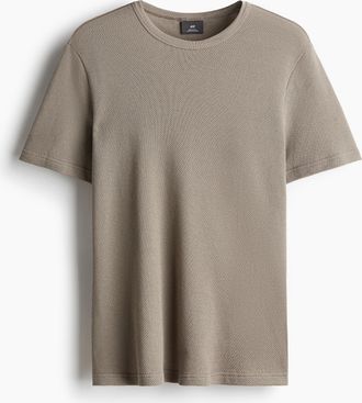 H&M Pikee-T-Shirt in Regular Fit - Brown