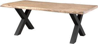 Massivmoebel24 Freeform 5 Tavolo Da Pranzo In Legno Di Mango - Verniciato Beige / Gambe In Ferro X Antracite Matt 200x100
