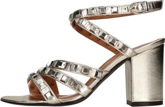 Via Roma 15 3732 Lam Sandaal - Dames - Sandalen met hakken - Grijs - 36 1/2 EU - Leer - Schoenen