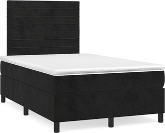 vidaXL Cama Box Spring Con Colch&oacute;n Y Led Terciopelo Negro 120x190 Cm Vidaxl