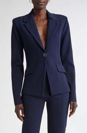 St. John Harper One-Button Knit Jacket in Navy at Nordstrom, Size Large