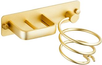 OEM Soporte Para Secador De Pelo, Soporte Para Plancha Con Cables, Soporte De Pared Met&aacute;lico Para Secadores De Pelo, Planchas, Cepillos Y M&aacute;s (dorado)