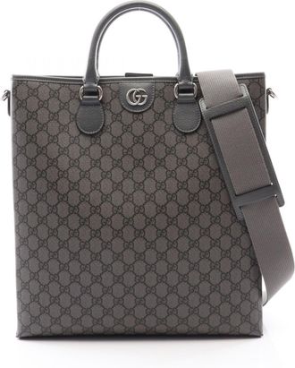 Gucci Gray Pvc Leather Handbag Tote Bag (Pre-Owned)