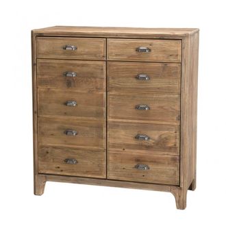 Macabane Mueble de 2 cajones y 2 puertas con falsos cajones de pino reciclado