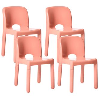 Beliani Beliani - Conjunto De 4 Sillas De De Jard&iacute;n De Pl&aacute;stico Para Interior Y Exterior Sin Reposabrazos Apilables Coral Betim
