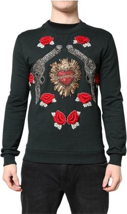 Dolce & Gabbana Zwarte Pailletten Trui - Heren - Sweatshirts - Zwart - XS - Pailletten - Hoodies & sweatvesten