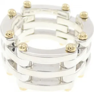 Tiffany & Co. Silver Yellow Gold Yellow Gold (18K) Silver 925 Band Ring (Pre-Owned)