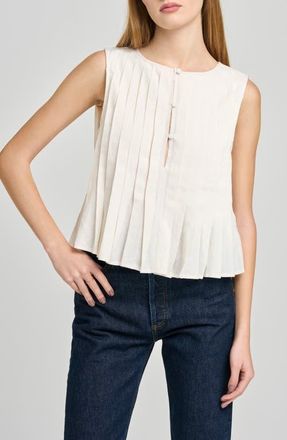Wayf Romy Pleated Top in Ivory at Nordstrom, Size X-Large