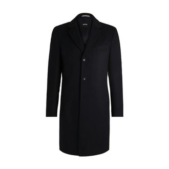 HUGO BOSS Elegante Formele Wollen Jas - Heren - Mantel - Blauw - L - Wol - Jassen