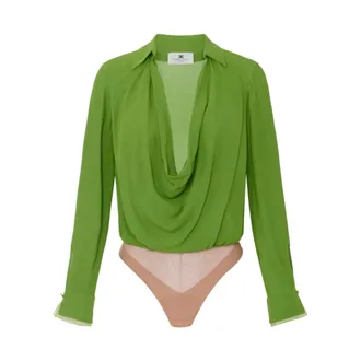 Elisabetta Franchi Body, female, Green, Size: XS Body in Georgette di Viscosa