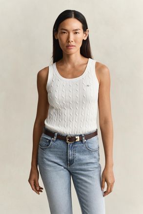 GANT Women Cable Knit Tank Top (XXL) EGGSHELL