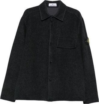 Stone Island Overshirt con patch logo - - Jackets - Uomo - Blu - M