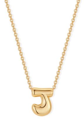 Brook & York Mini Pippa Bubble Initial Pendant Necklace in Gold J at Nordstrom