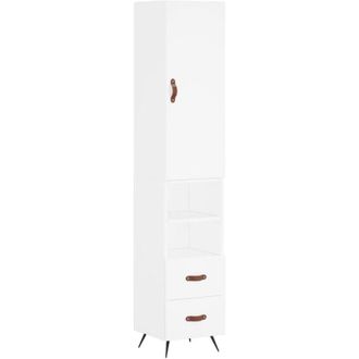 vidaXL Aparador Alto Madera Contrachapada Blanco 34,5x34x180 Cm Vidaxl