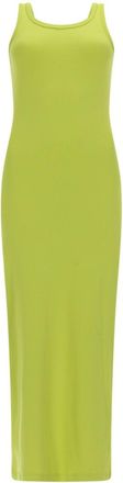 Msgm Yellow Solid Scoop Neck Maxi Dress