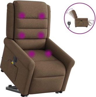 vidaXL Vidaxl - Sill&oacute;n De Masaje El&eacute;ctrico Reclinable Elevable Tela Marr&oacute;n