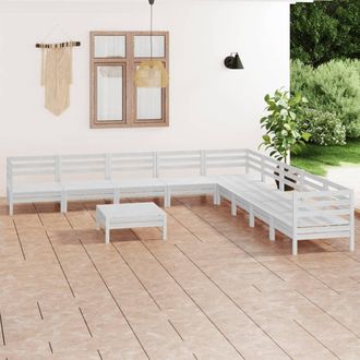 vidaXL Juego De Muebles De Jard&iacute;n 10 Piezas Madera Maciza Pino Blanco Vidaxl