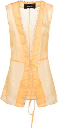 Fabiana Filippi bead-detailed silk sheer top - women - Silk - 42 - Orange