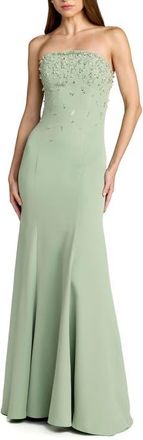Mac Duggal Strapless Embellished Crepe Mermaid Gown in Sage at Nordstrom, Size 10