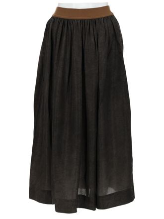 Uma Wang Gillian Cupro Wide Waistband Mid-Calf Skirt